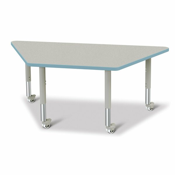 Jonti-Craft Berries Trapezoid Activity Tables, 30 in. x 60 in., Mobile, Freckled Gray/Coastal Blue/Gray 6443JCM131